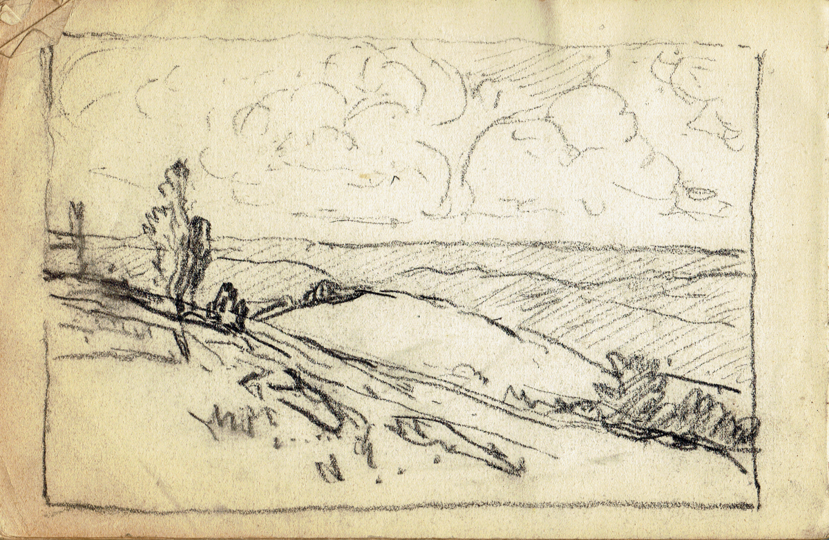 Sketchbook Clouds Over Hills