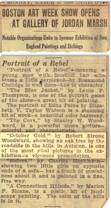 1930 Boston Globe, Re: Jordan Marsh Exhibit