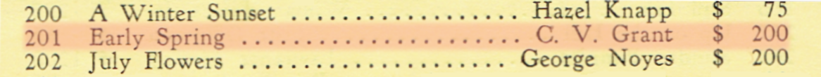 Listing for C.V. Grant in the 1948 Southern Vermont Artist Association's program