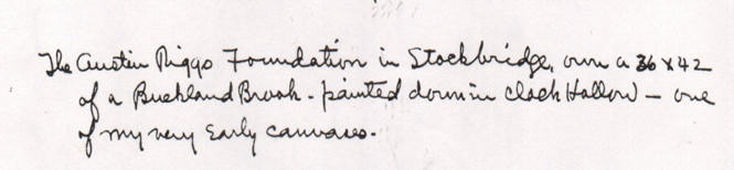 Handwritten note by RSW regarding this piece