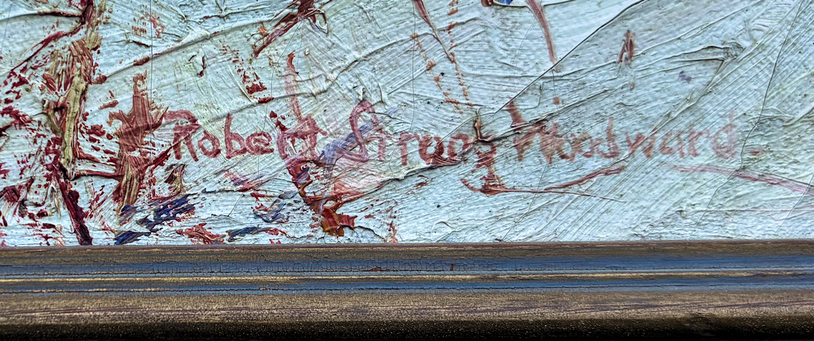 Woodward's signature entirely in red
