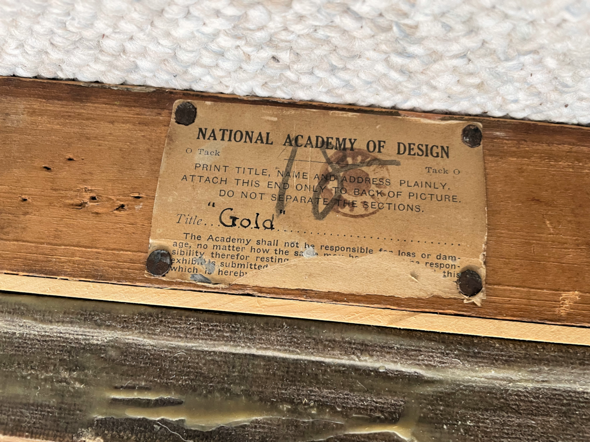 The label from the back of the frame