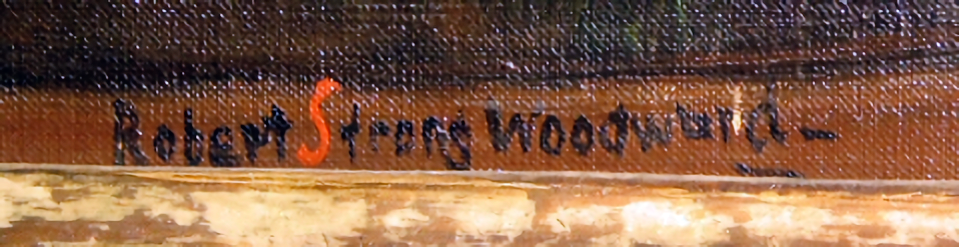 Woodward's signature on the canvas