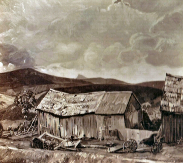  Vermont Barns, Oil, Sepia