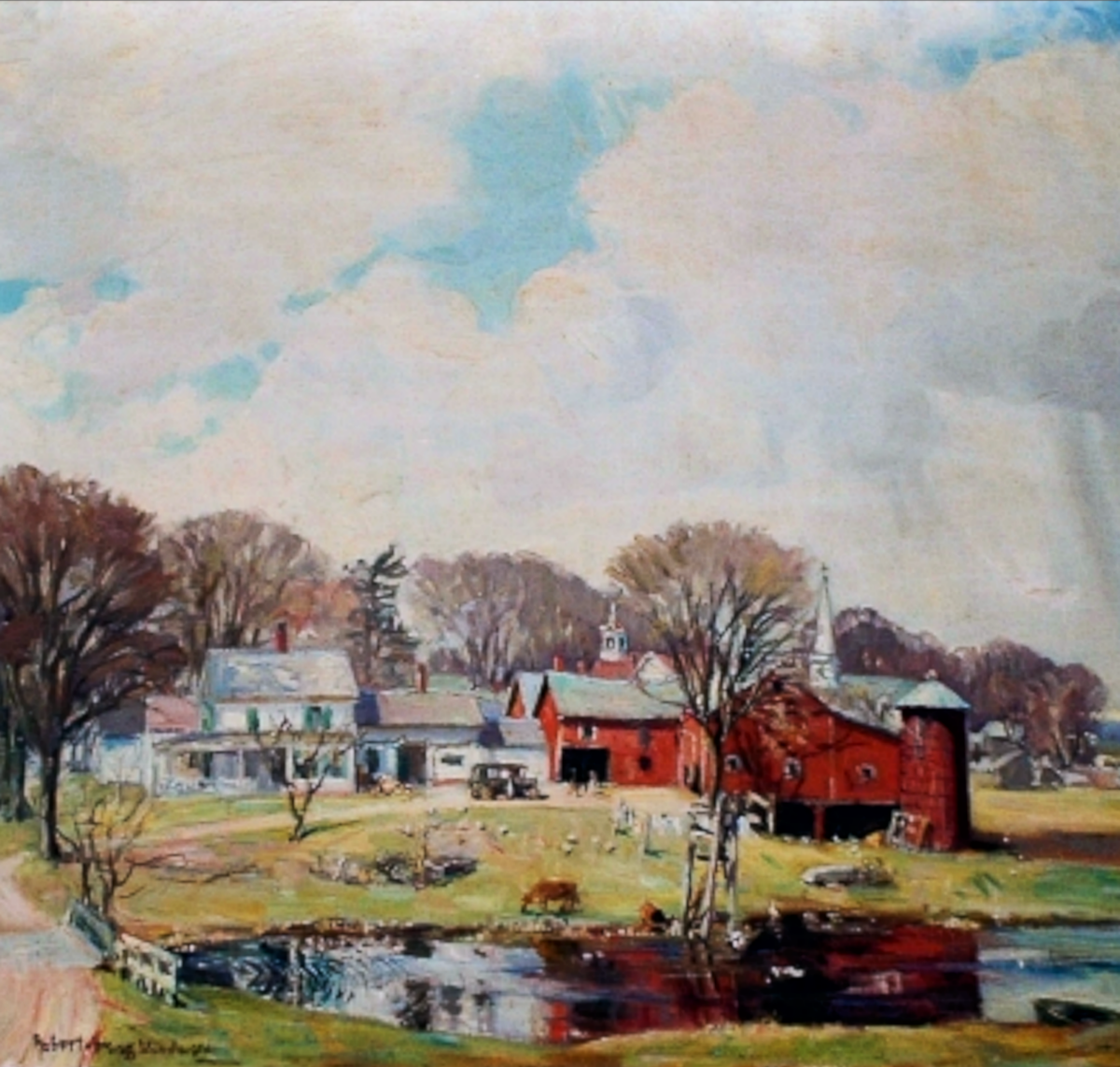 Village in Spring Sepia High Resolution