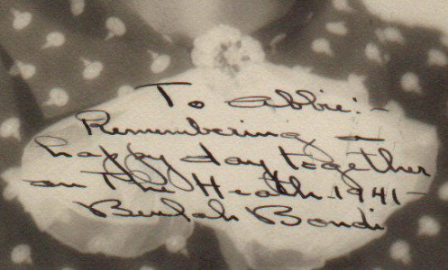 Beulah Bondi autograph