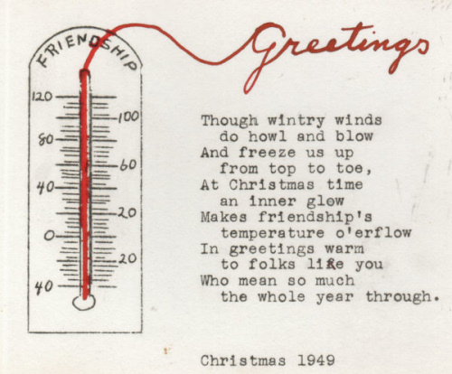 Aunt Lucy's 1949 Christmas Card, which Robert Strong Woodward mentioned in his last letter to her