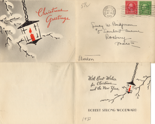  RSW's 1933 Christmas Card to Lucy Bridgman