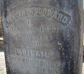 headstone of Spencer Woodward, great great grandfather of RSW, in the East Buckland cemetery on East Buckland Road