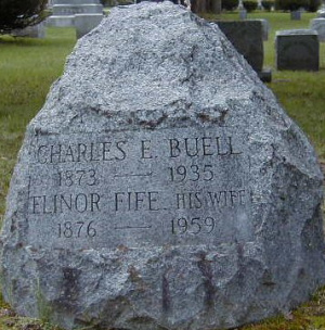 Grave stone of Elinor Buell and her husband 