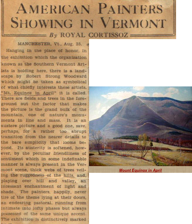 Royal Cortissoz article about the Southern Vermont Artists  Association Exhibition in Manchester, Vermont 