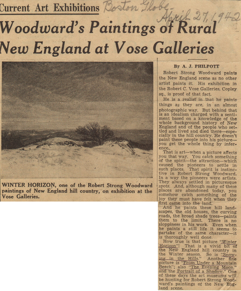 Newspaper Clipping of Boston Globe Critique by A. J. Philpott 