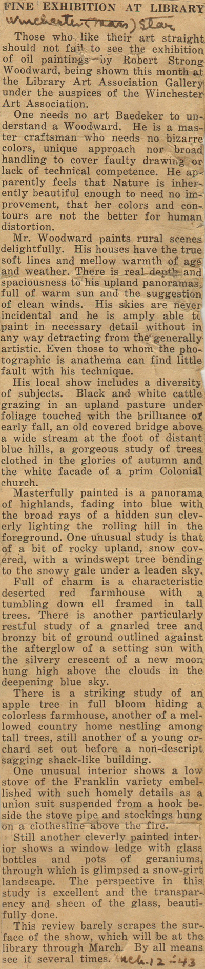 Article in Winchester Star,  March 12, 194 
