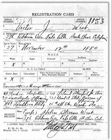 West's 1918 Draft Registration