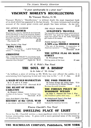 Atlantic Monthly Advertisement page