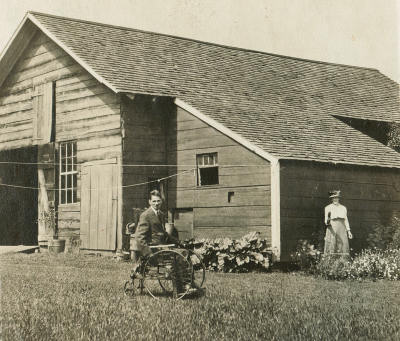 RSW outside the shed attached to his studio