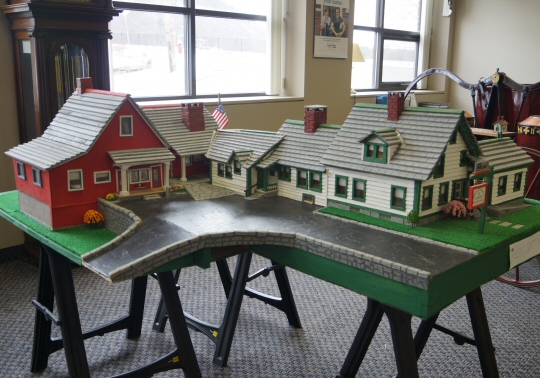 The model on display in the bank lobby
