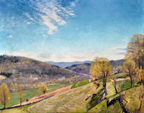 Unnamed #45  An oil painting--- the view up the valley from RSW's bedroom window. 