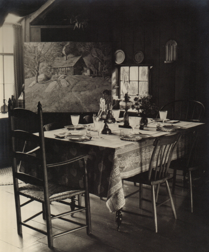 Photograph of the table set up in the studio for supper 