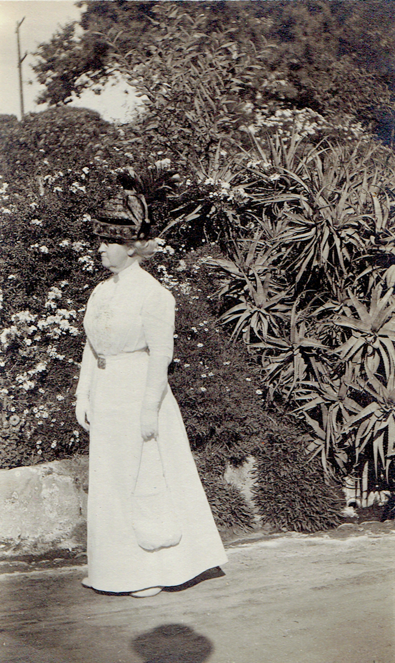 Mary Strong Woodward in a park