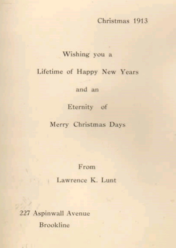  A Christmas Card from Dr. and Mrs. Lunt 