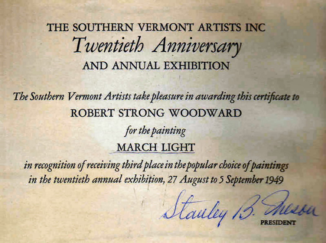 The announcement card from the Southern Vermont Artist Inc.