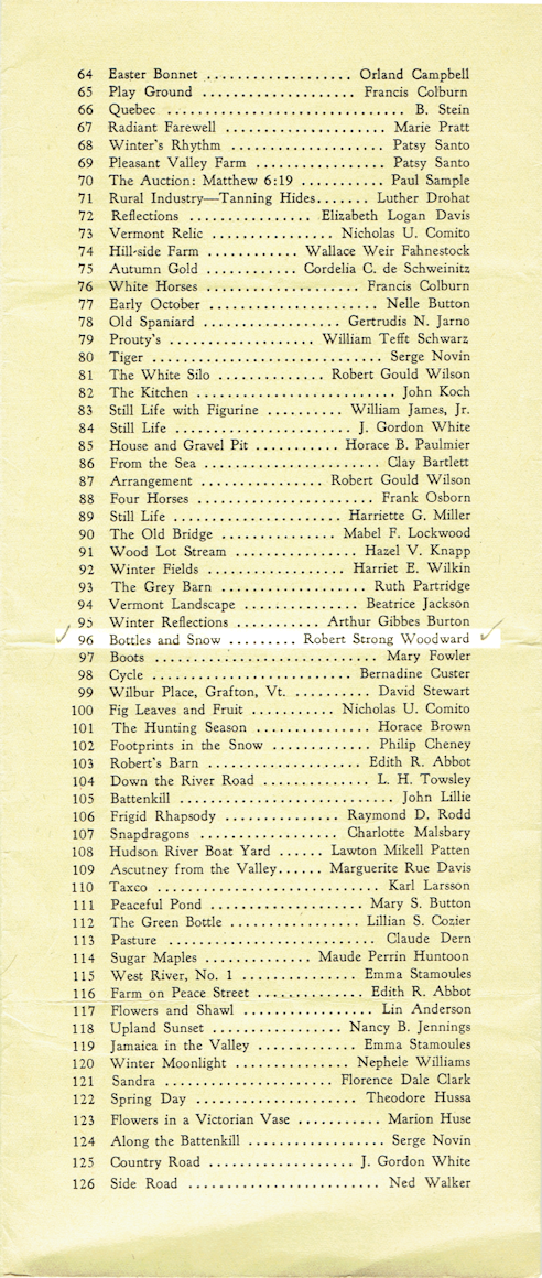 Southern Vermont Artists, Inc., 1941 Exhibition Program