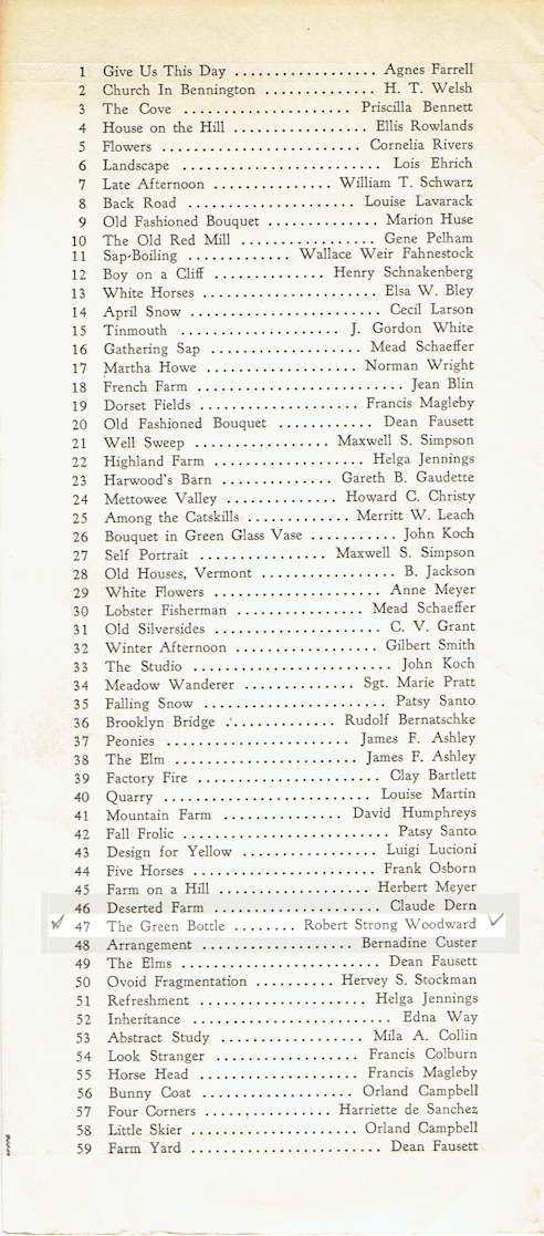 Southern Vermont Artists, Inc., 1946 Exhibition Program