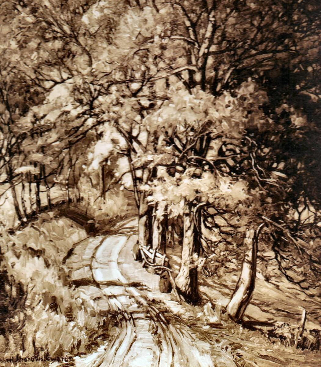 Up the Hill Road Sepia High Resolution