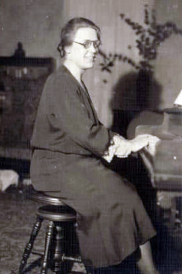 Aunt Lucy at a piano