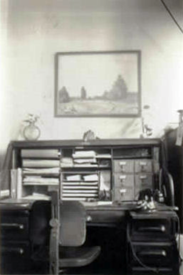 Aunt Lucy's desk at the Congregationan Board of Pastoral Supply,